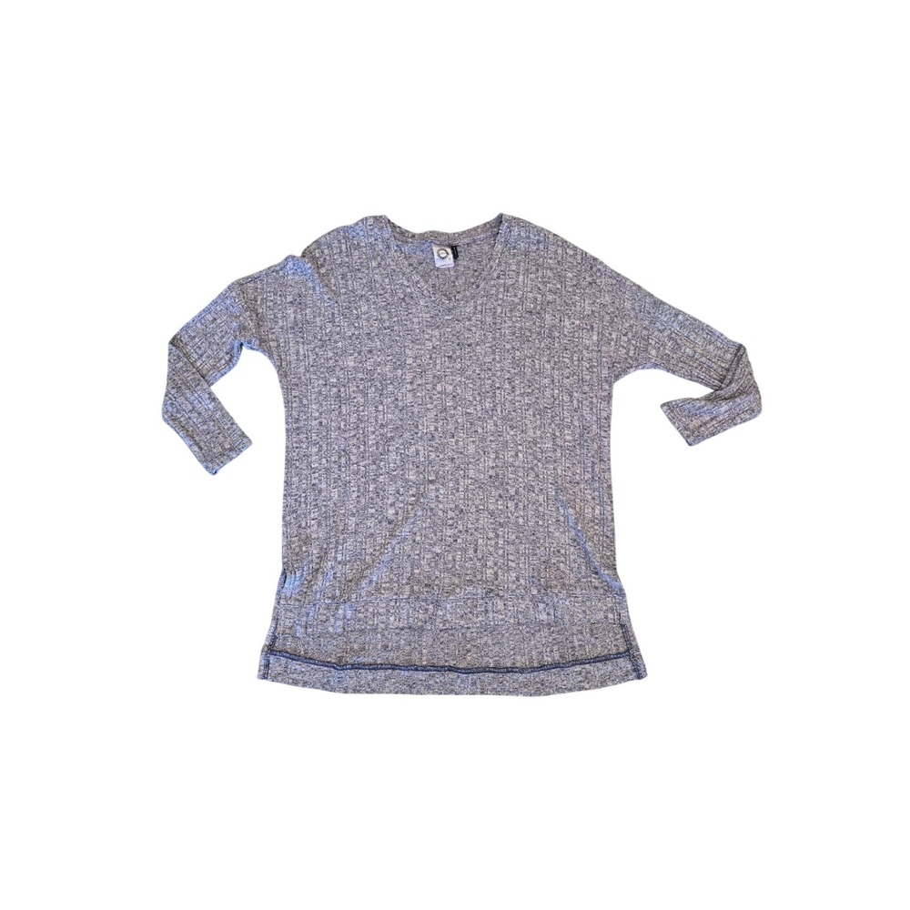 Akemi + Kin Anthropologie Ribbed V-Neck Tunic Top Grey Blue pink Marl XSP